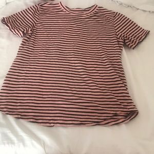 navy and pink striped boy tee